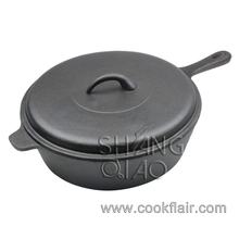 Pre-seasoned Cast Iron Chicken Fryer Pan Sauce Pot with Lid