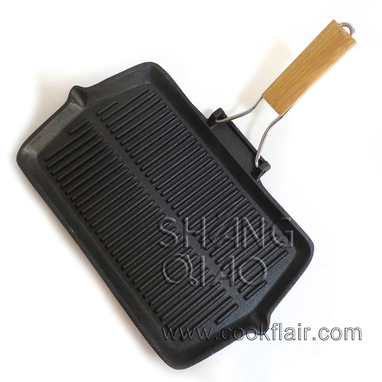 Cast Iron Grill Griddle with Folded Handle