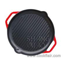 Enamel Cast Iron Grill Pan with Double Handle